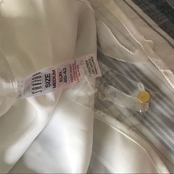 Savida UK Grace Long Sleeve Key hole textured semi -sheer Blouse Off White M - Picture 9 of 9